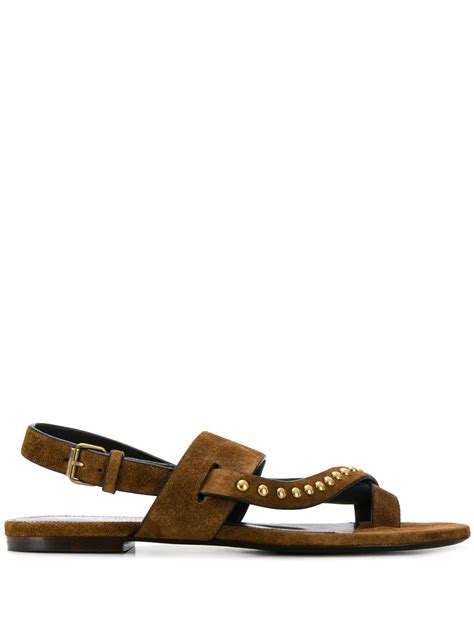 Saint Laurent Yves Women's Gia Ankle Tie Studded Sandals 